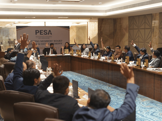 Financial professionals networking at a PESSA monthly business meet